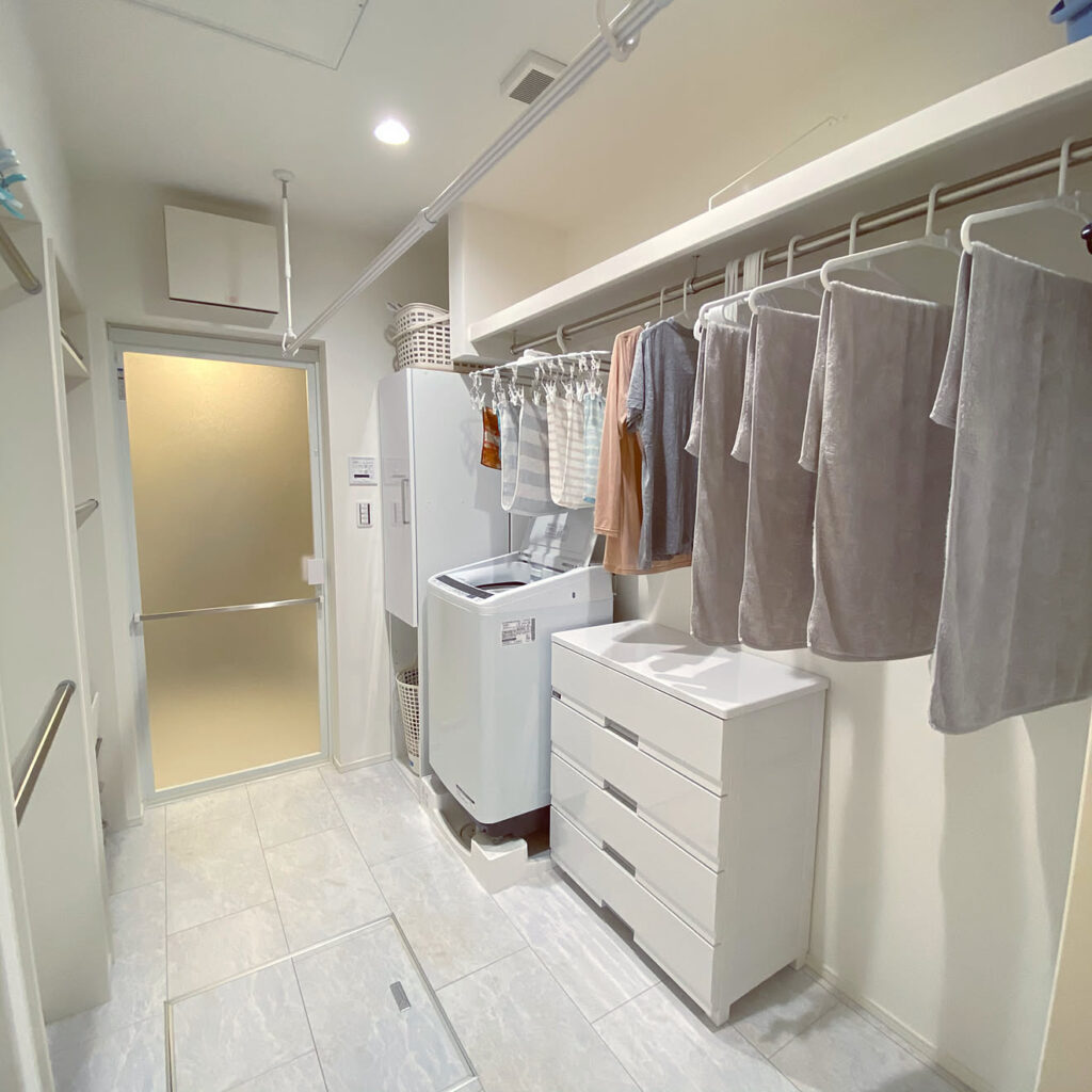 福井 注文住宅 脱衣所兼用ランドリールームの間取り例